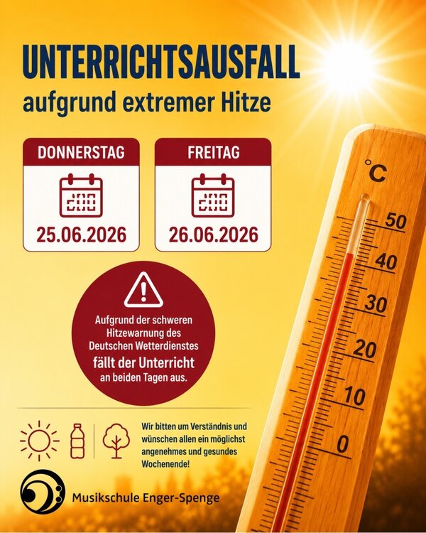 Unterrichtsausfall aufgrund extremer Hitze 25-26.06.2026